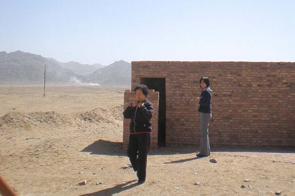 Women get their own little hut for bathroom breaks in the middle of the desert.