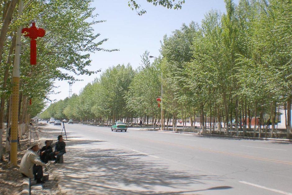 people-beside-wide-golmud-street-china