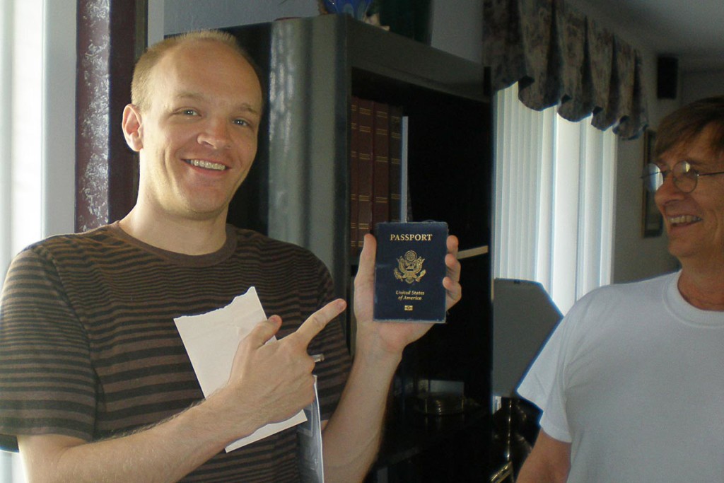 I've never been so excited to see my passport. My dad looks excited too.