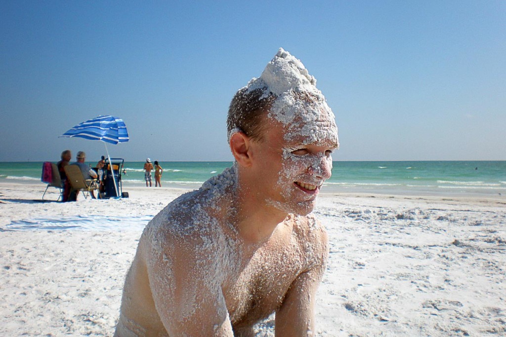 Me wearing the sand dunce cap, waiting for the trip to start again.