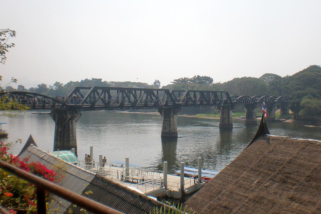The train bridge which now acts as THE bridge on the so-called River Kwai.