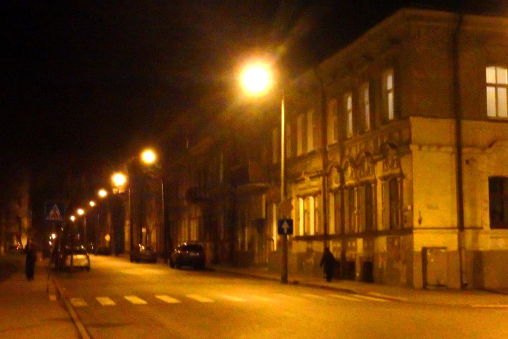 The quiet streets of Daugavpils at night.