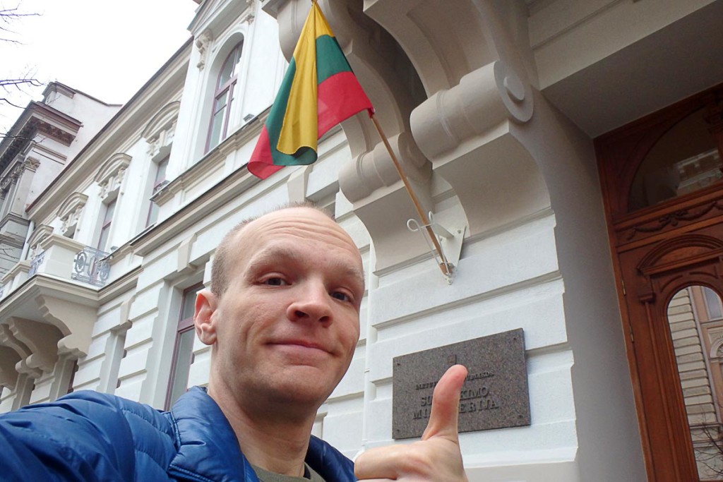 Me under the Lithuanian flag. Yippee, another country!