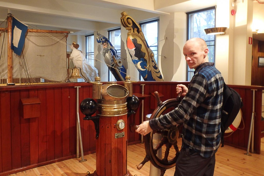 Me at the captain's wheel at the Ålands Maritime Museum