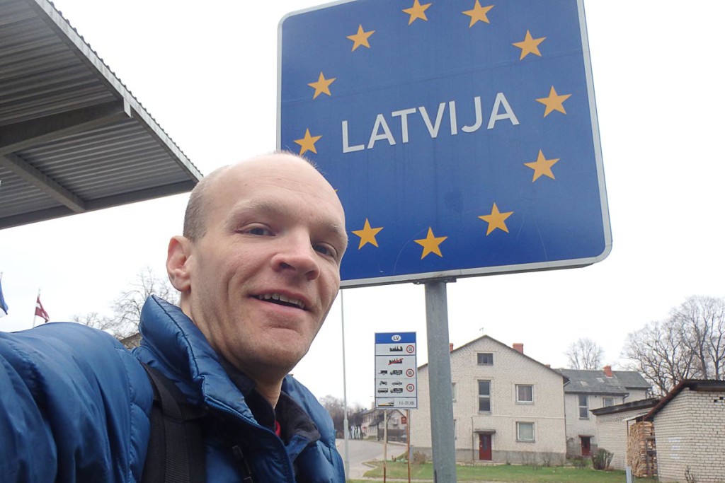 Me crossing from Estonia into Latvia