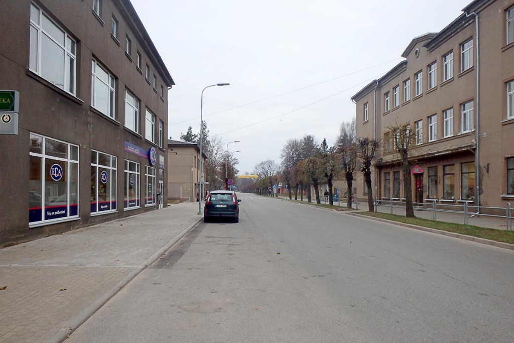 The main street in Valka, Latvia, on a Sunday afternoon.