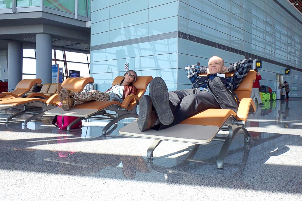 Free seats in the Beijing airport! At least until someone comes along and shoos you away.