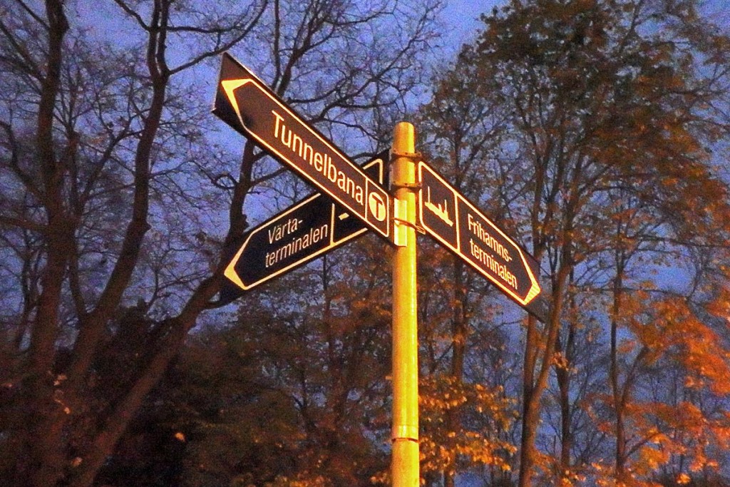 Sign on the path to the ferry terminal in Stockholm, Sweden