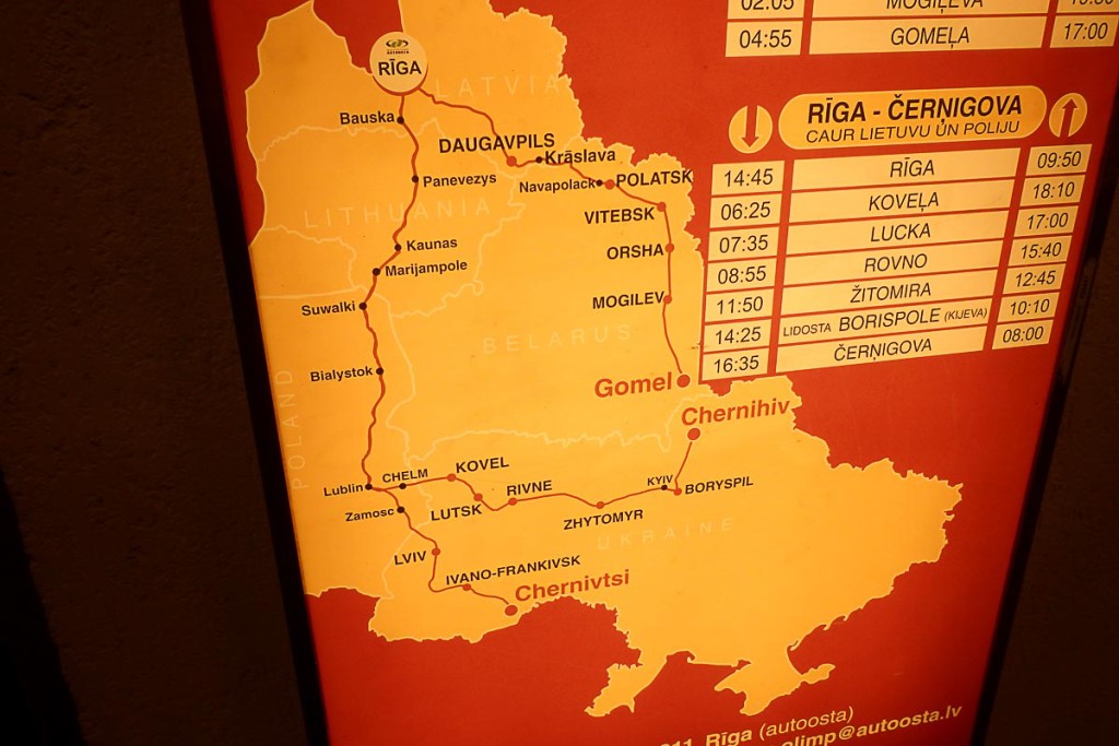 If this Latvian map of bus routes to Ukraine, Belarus, and beyond fills your heart with a sense of adventure, you're my kind of person.
