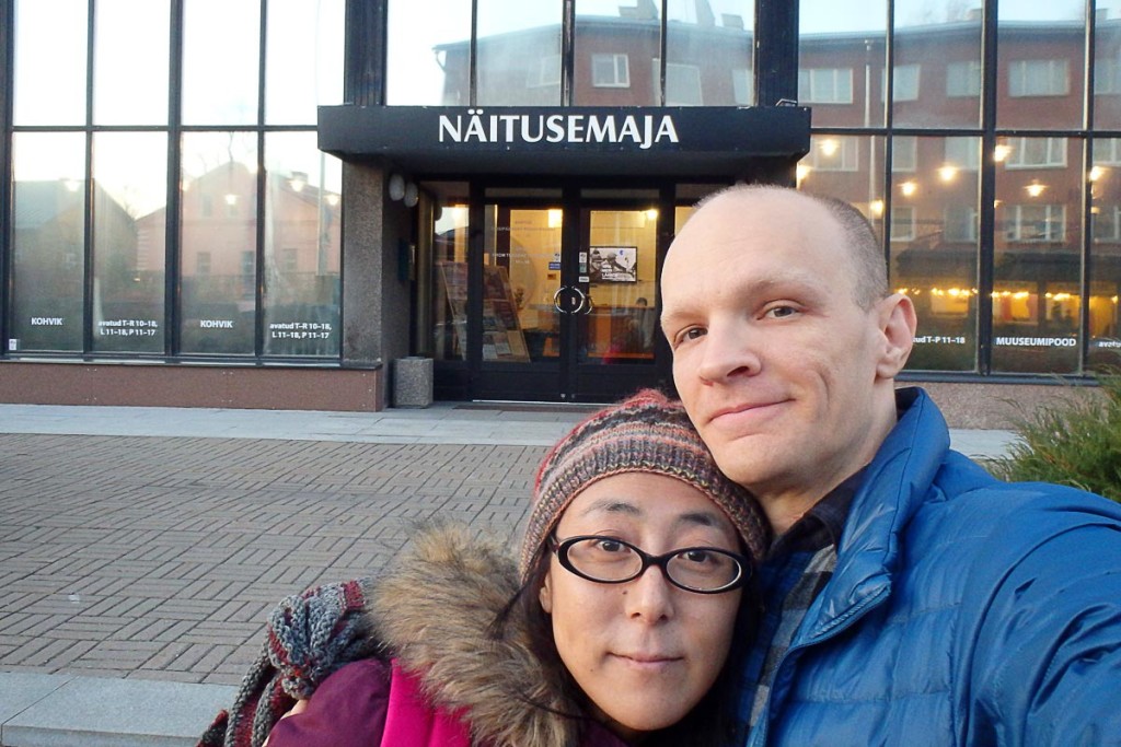 Us in front of the Estonian National Museum in Tartu.