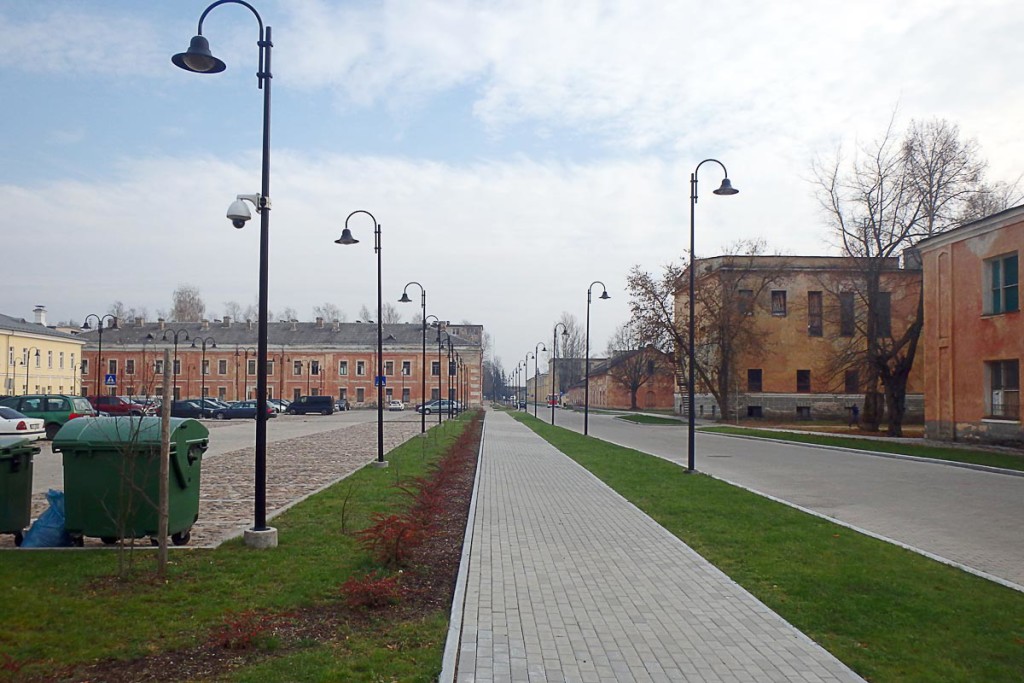 Wide clean street in Daugavpils fortress area