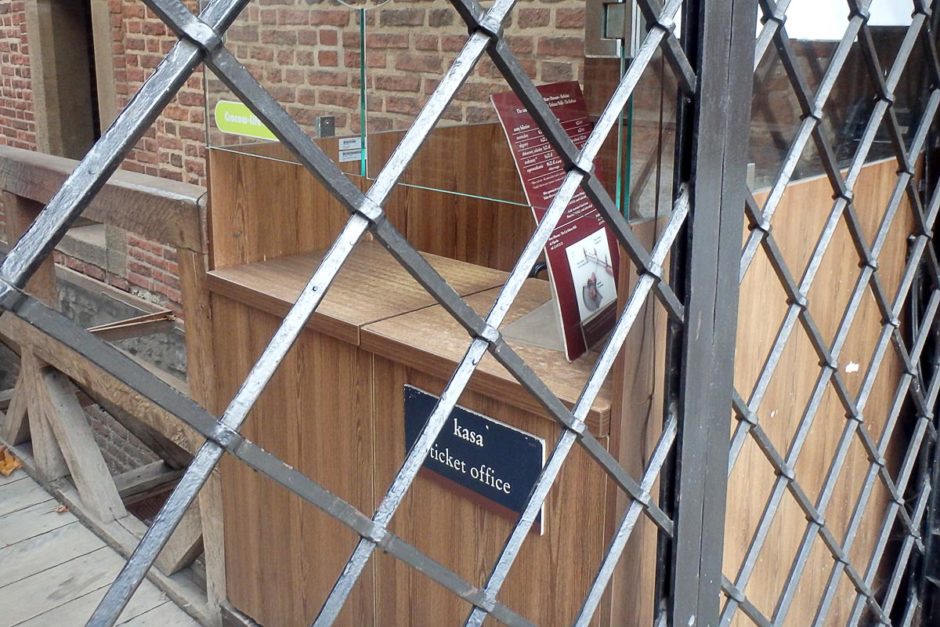 Ticket window at the Barbican, closed for the season.