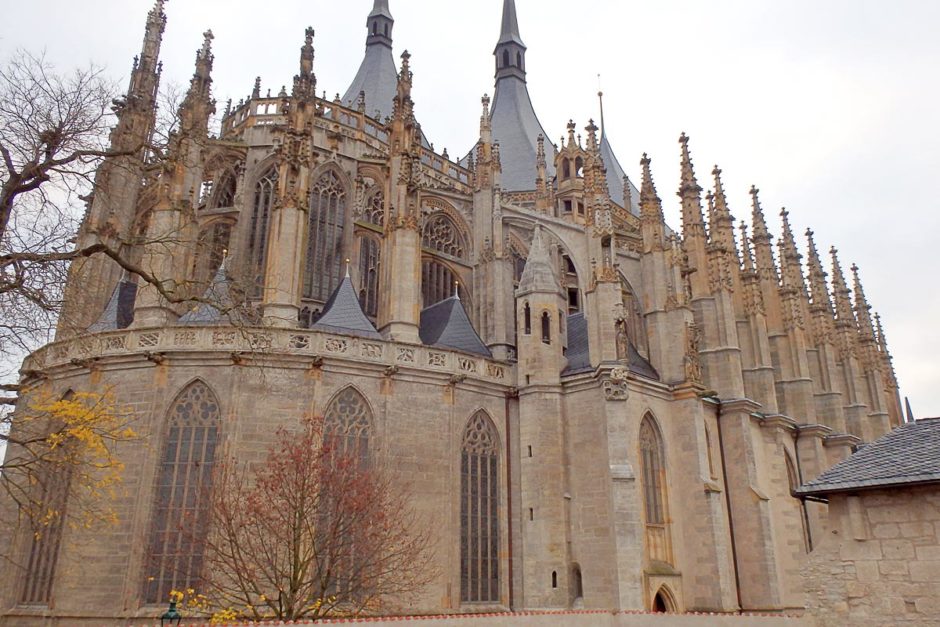 Closer view of St. Barbara's Cathedral.