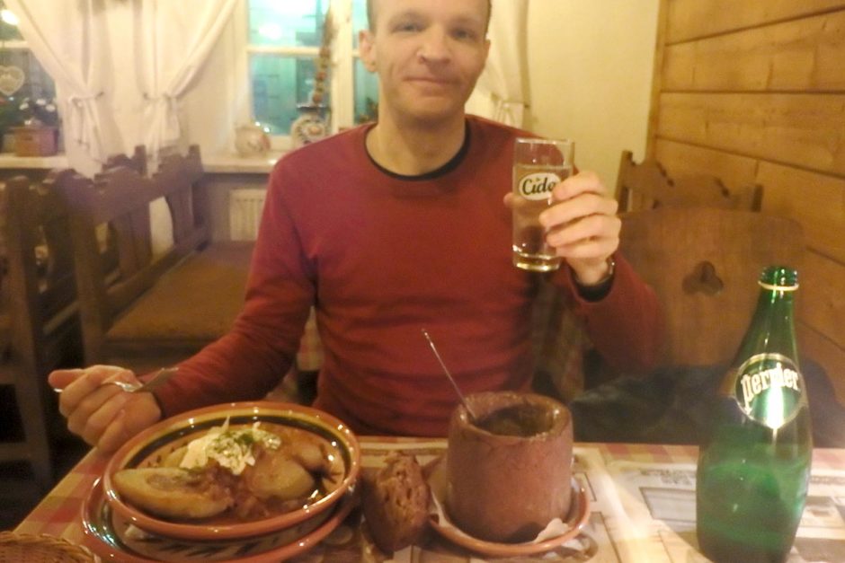 Me and my traditional Lithuanian dinner at Berneliu Užeiga.