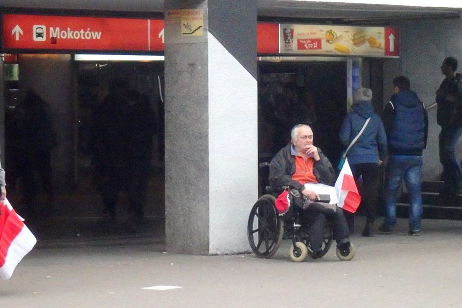 Guy in wheelchair on Poland's National Independence Day