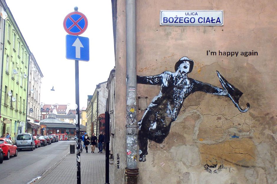 "I'm Happy Again" graffiti in Kraków