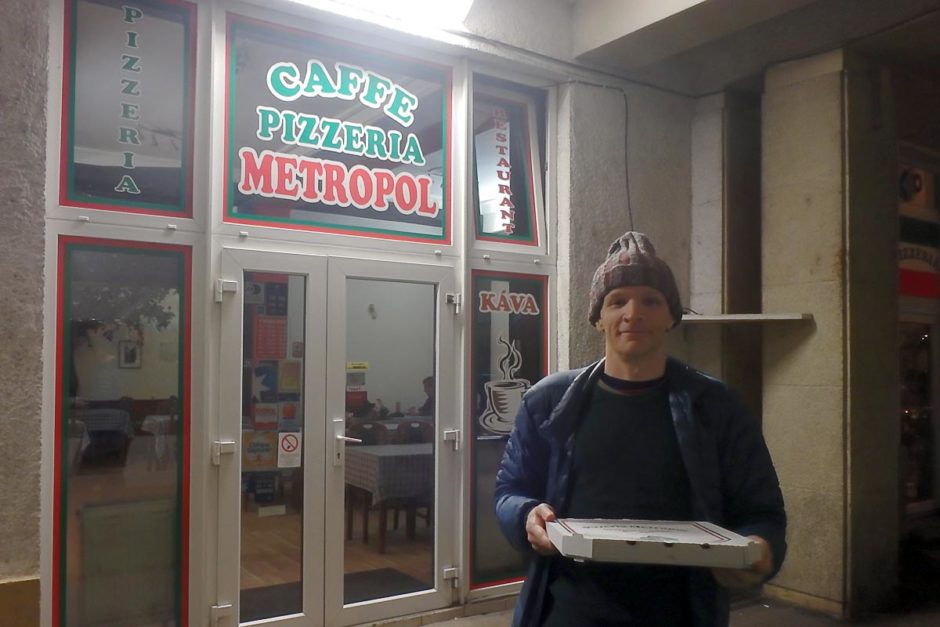 Pizza to go in Bratislava on a Saturday night.