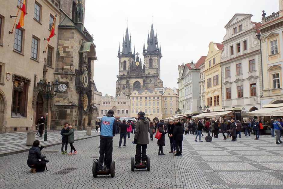 Segways and the Cathedral in Prague