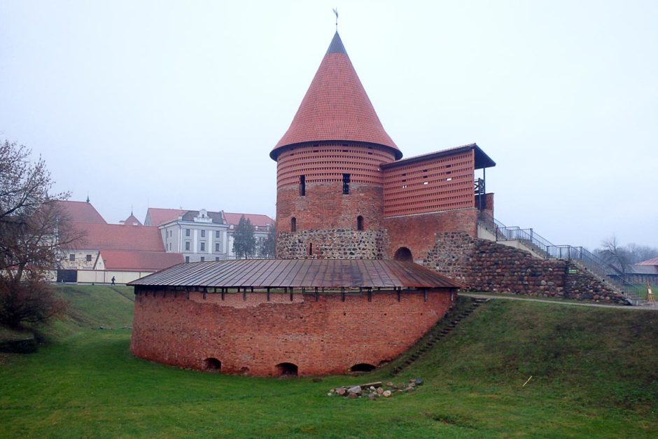 Kaunas Castle on an early rainy November evening.