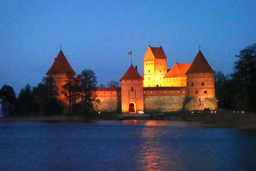 Trakai Castle at dusk.