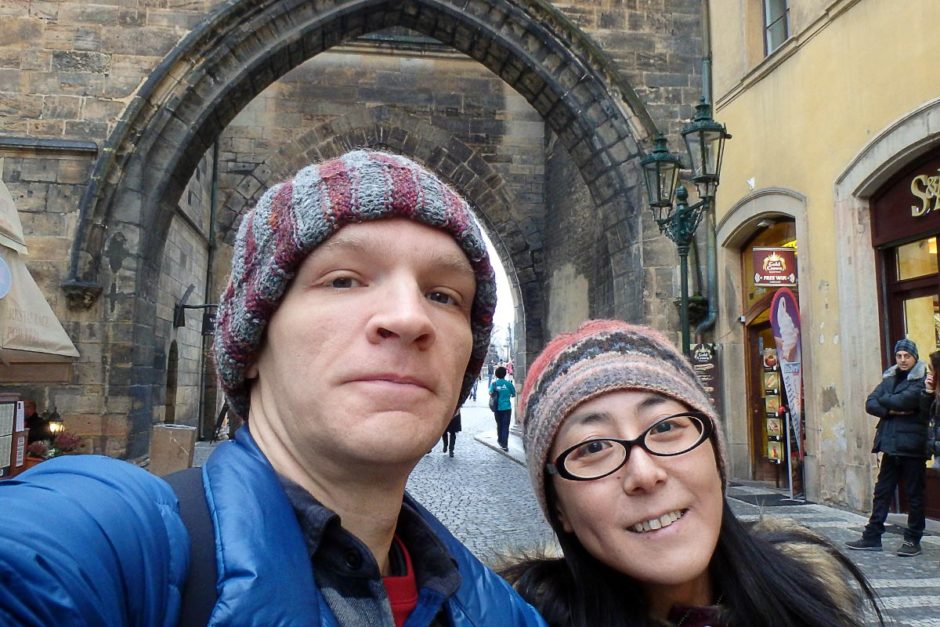Us just before stepping onto Charles Bridge in Prague.