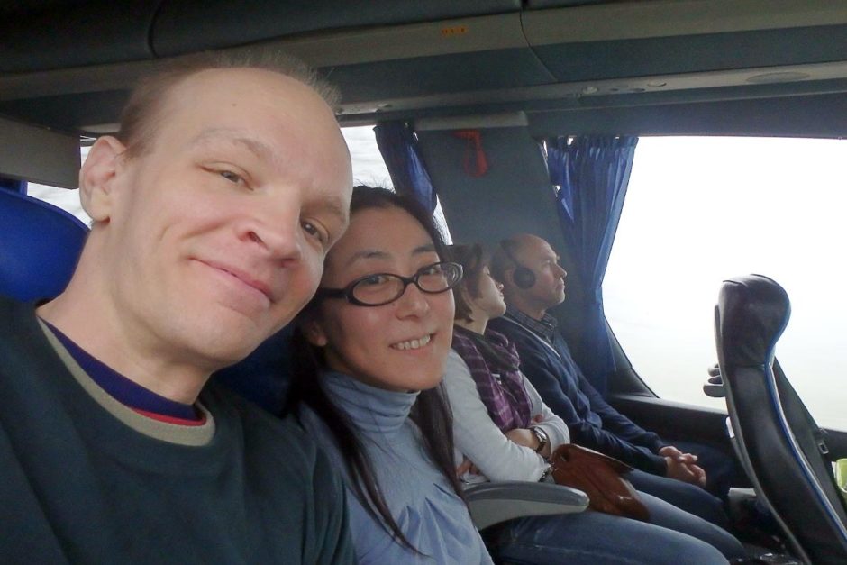Us on the bus to Brno.