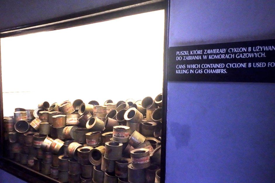 Zyklon B canisters, which came in pellet form and released the gas that killed the prisoners.