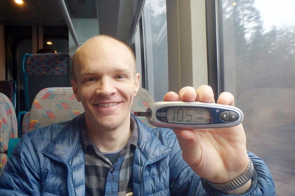 #bgnow 105 on the train to Ljubljana. But very soon after this I realized I was getting quite low — one of those "I'm 100% sure" situations where I didn't need to check again. Just eat and drink.