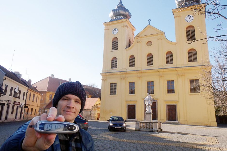 #bgnow 191 in front of a cool yellow church in Tvrđa.