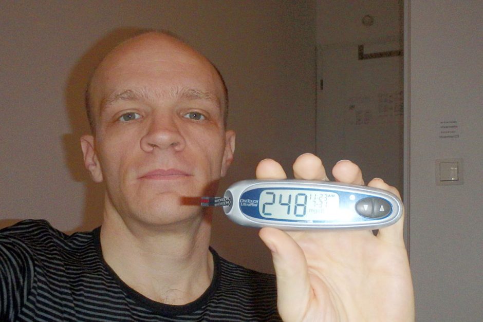 #bgnow 248 after the brownie. Of course. The look in my eyes in this photo isn't BG disappointment, it's more cabin fever.