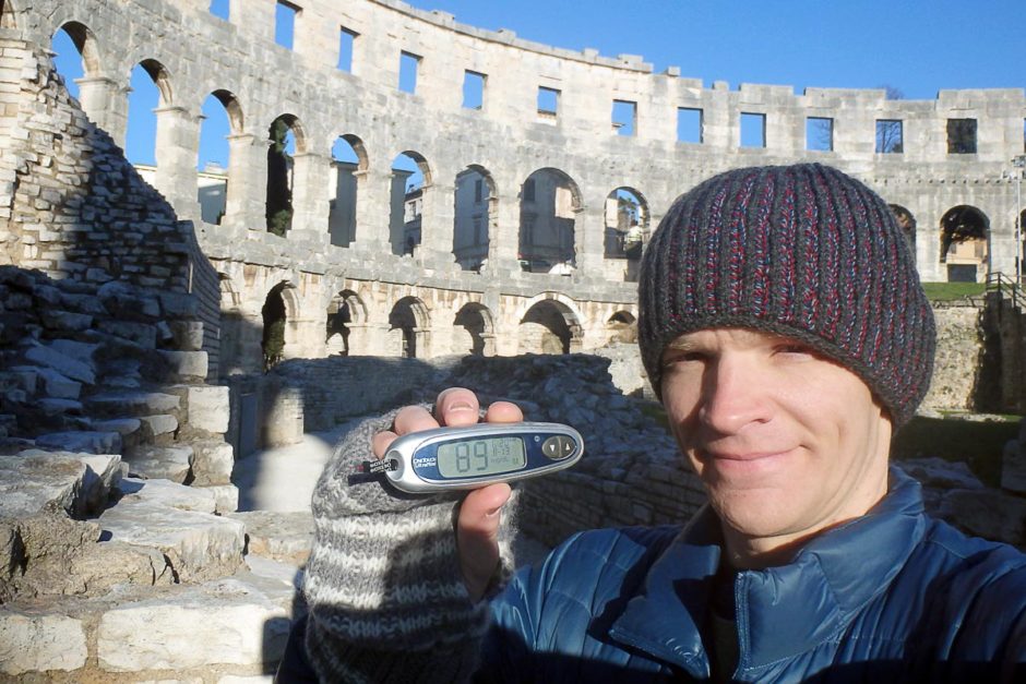 #bgnow 89 in the Pula amphitheater, after a meat-heavy lunch with no insulin. It didn't seem right, but facts is facts.