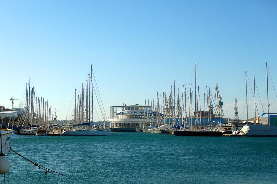 Boats in the harbor in Pula.