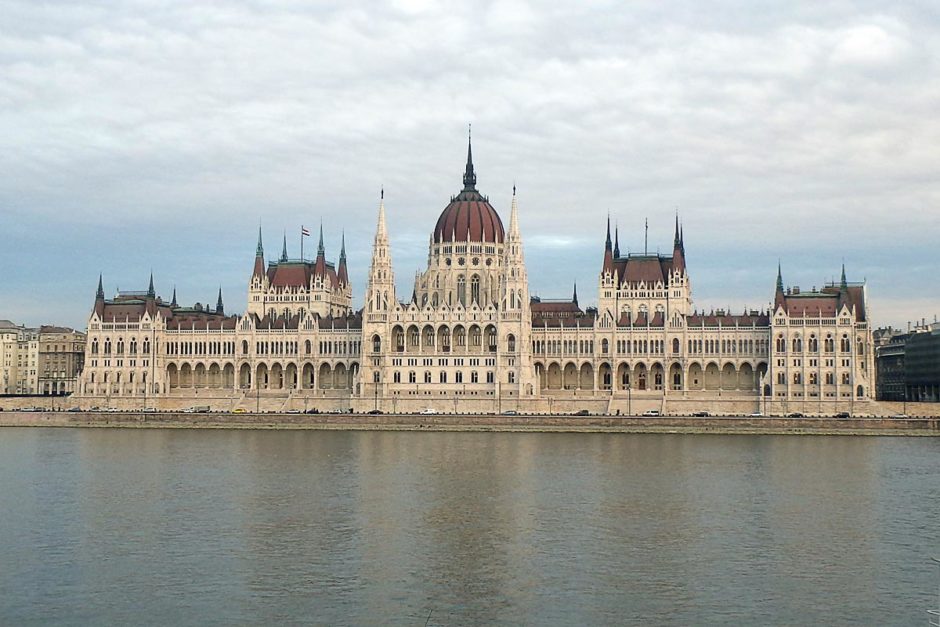 Parliament Building on the Danube River, Budapest.
