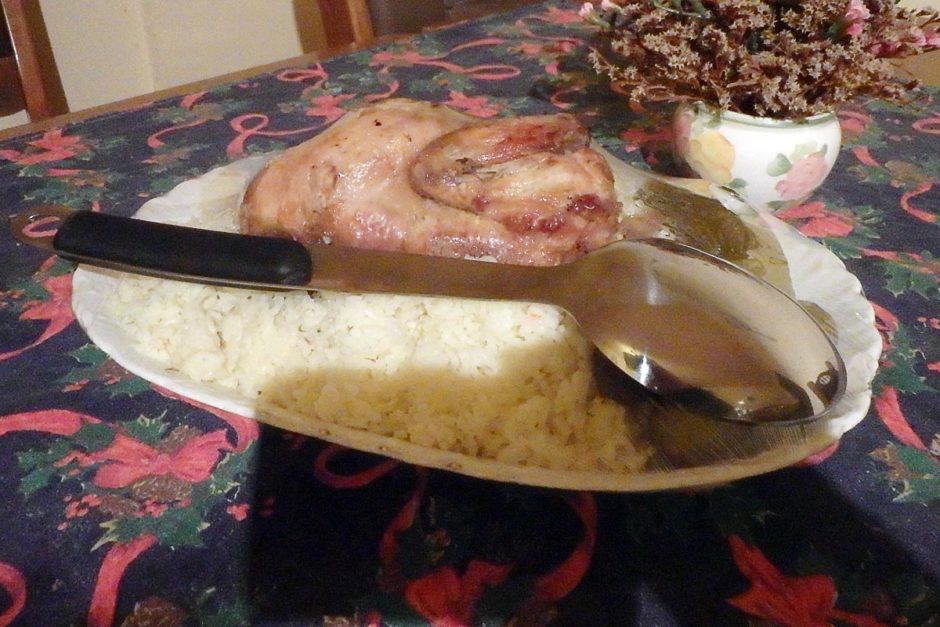 Chicken and rice dinner. Homemade north Hungarian meal!