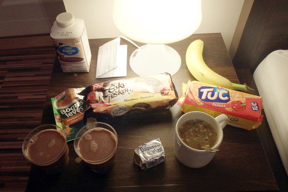 My kind of dinner. Random stuff from the mini market near the room.