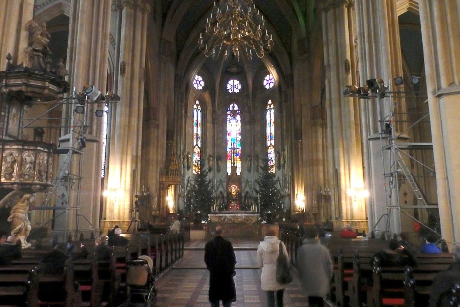 Inside the cathedral on Christmas Eve.