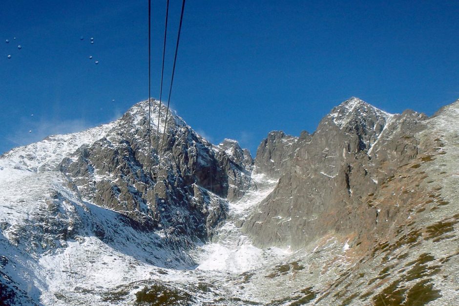 View of Lomnický Štít from the cable car on the way up.