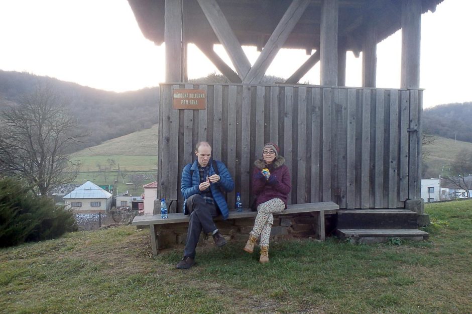 Our makeshift picnic at the church bell shack.