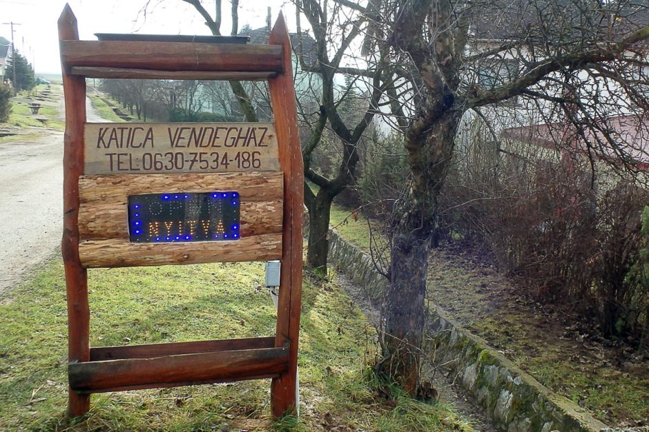 Sign for Katica Vendegház in Aggtelek