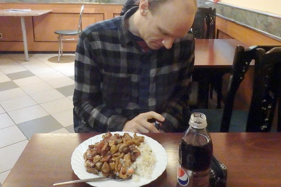 Shooting up in the Chinese place for rice.