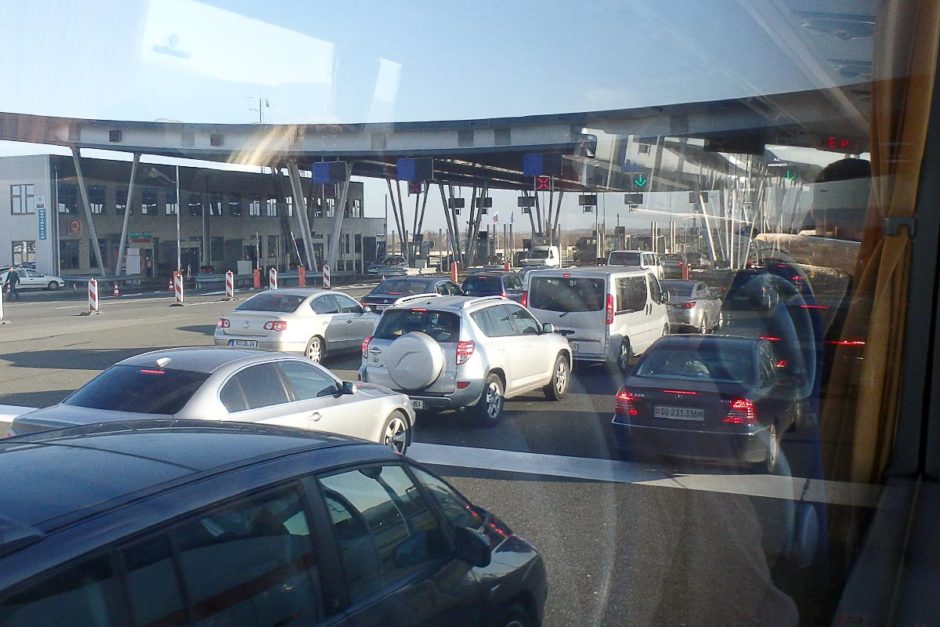 Border control on the highway between Slovenia and Croatia.