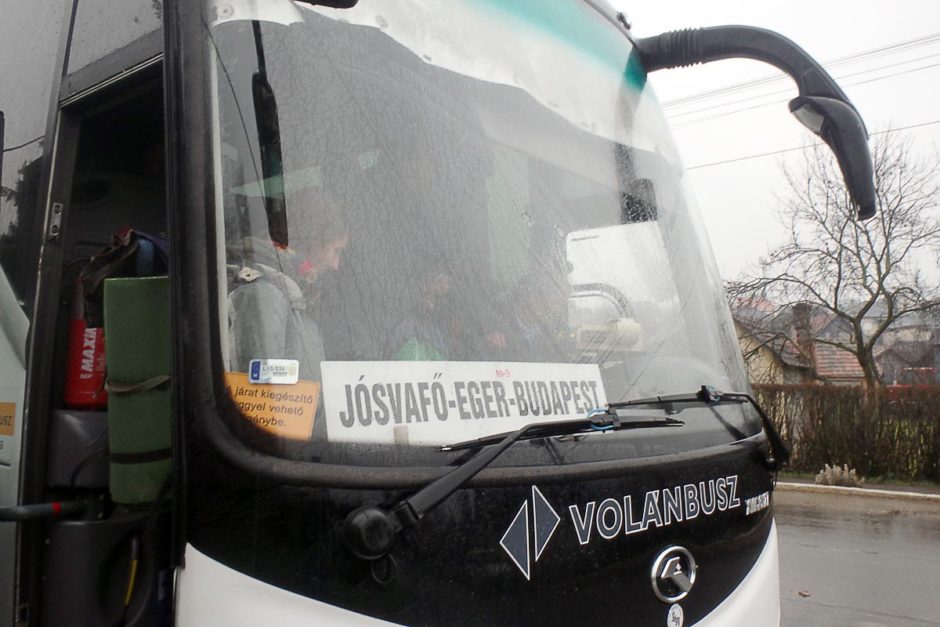 The savior bus, rescuing us from the cold rain.