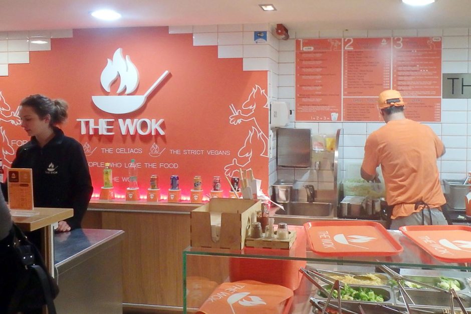 At The Wok, where we got cheap, tasty takeout food for dinner.