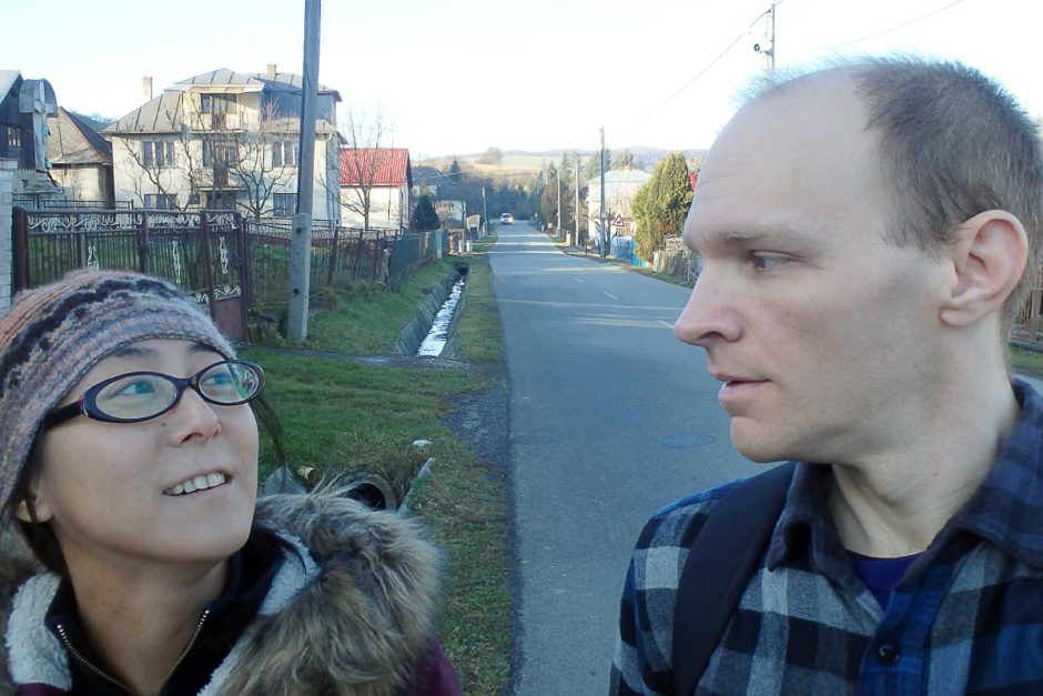 Walking to the other, non-wooden church in town.