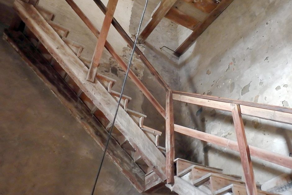 The stairs up to the top of the bell tower looked ready to crumble, but they felt much sturdier. Still, yikes...
