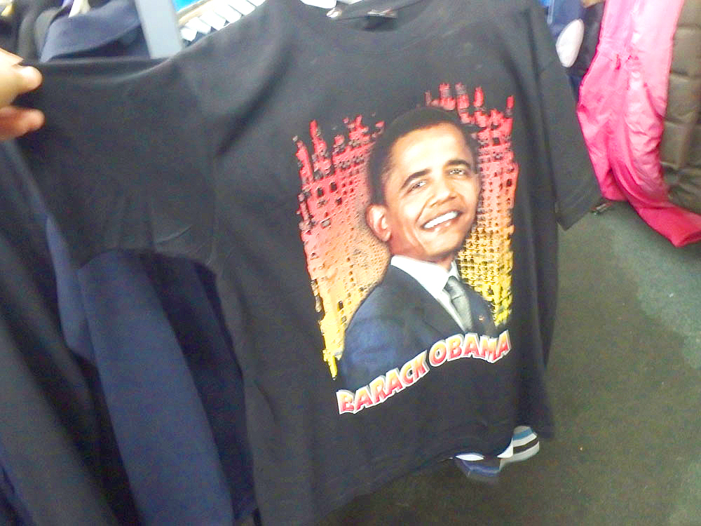 Barack Obama t-shirt in a market in Novi Sad