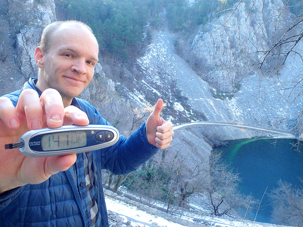 #bgnow 141 at the Blue Lake in Imotski. Note how the path behind me goes down to the water and continues deep into the lake. For really dedicated lake fans.