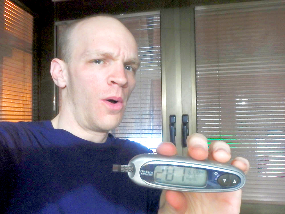 #bgnow 281 after dinner. Oh well. I had a good run: since 6:30 pm yesterday, I have been 143, 146, 168, 167, 110, 98, and 125. I think I'm figuring this out!