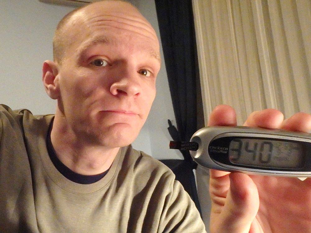 #bgnow 340 after dinner. A surprising and therefore highly annoying result.