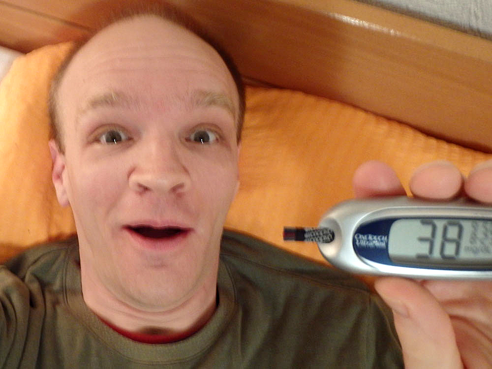 #bgnow 38 before dinner — a new low for this trip.